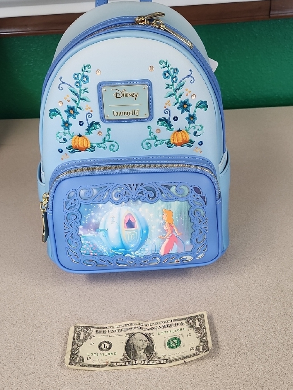 Disney Loungefly Light Blue Cinderella Embroidered Mini Backpack